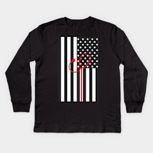 Copy of Thin White Line, Emergency Rescue EMS and EMT Gifts Kids Long Sleeve T-Shirt